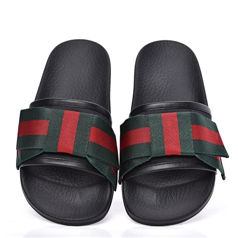 gucci satin slide with web bow cheap|gucci ladies slides.